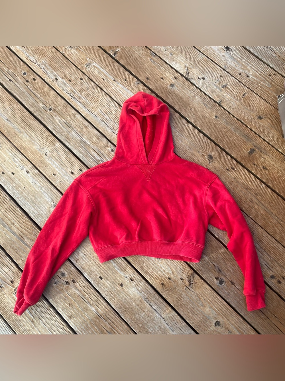 Red Cropped Hoodie Sweatshirt - Women Sweaters
